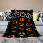 Aperturee - Black Orange Spooky Halloween Custom Text Blanket